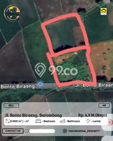 Lahan untuk Dijual Lokasi Barombong, Gowa Luas 3000m2 SHM Lahan untuk Dijual Lokasi Barombong, Gowa Luas 3000m2 SHM