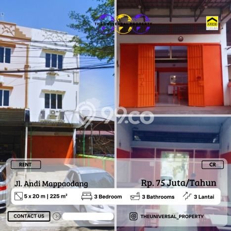 Ruko Disewa di Makassar dengan LB 225m2 Area Komersial Ramai Ruko Disewa di Makassar dengan LB 225m2 Area Komersial Ramai
