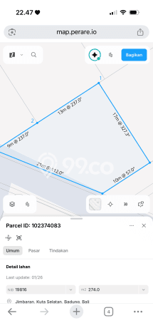 Tanah Kavling Dijual di Badung dengan Spesifikasi 274m2 Tanah Kavling Dijual di Badung dengan Spesifikasi 274m2