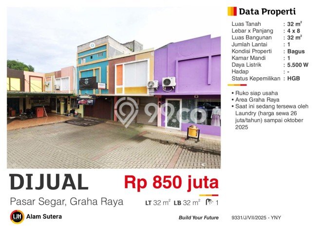 Dijual! Ruko di Graha Raya Tangerang Selatan LT 32m2 / LB 32m2 Kawasan Bisnis Dijual! Ruko di Graha Raya Tangerang Selatan LT 32m2 / LB 32m2 Kawasan Bisnis