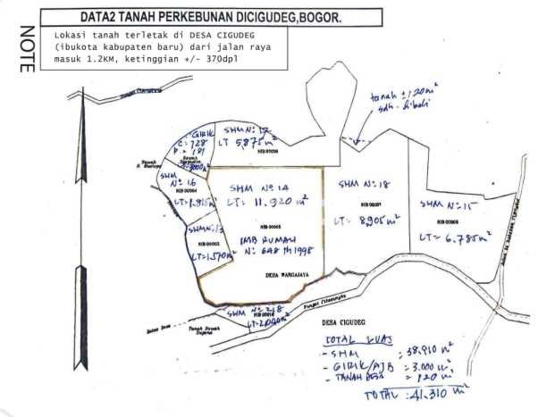 Dijual Vila di Cigudeg, Luas 41000m2m², Lingkungan Asri Dijual Vila di Cigudeg, Luas 41000m2m², Lingkungan Asri