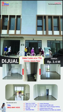 FOR SALE! Ruko di Cakung Jakarta Timur, LT 58m2, LB 58m2 FOR SALE! Ruko di Cakung Jakarta Timur, LT 58m2, LB 58m2