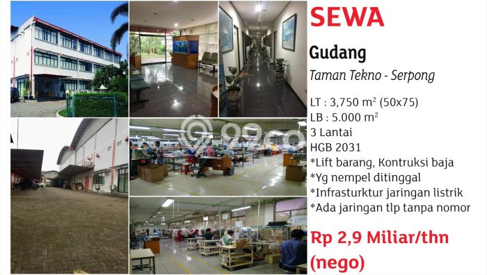 Area Strategis! Disewakan Gudang Lokasi Serpong, Tangerang Selatan Cocok untuk Bisnis Area Strategis! Disewakan Gudang Lokasi Serpong, Tangerang Selatan Cocok untuk Bisnis
