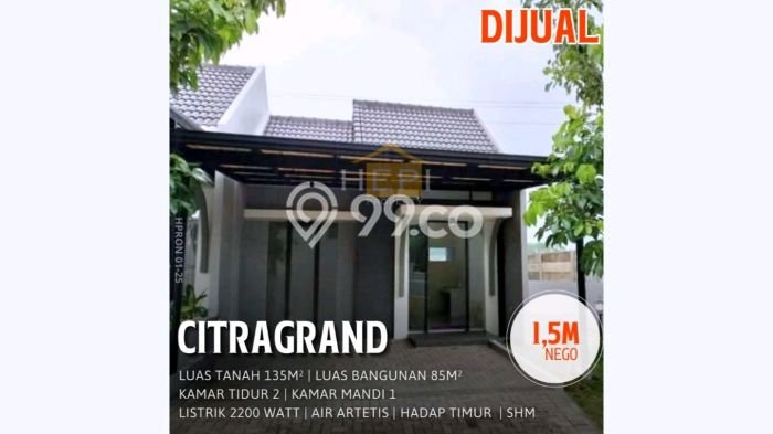 Rumah Minimalis 2 KT di CitraGrand Semarang Unfurnished Rumah Minimalis 2 KT di CitraGrand Semarang Unfurnished