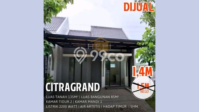 Rumah Minimalis 2 KT di CitraGrand Semarang Unfurnished Rumah Minimalis 2 KT di CitraGrand Semarang Unfurnished