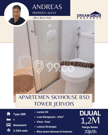 HOT UNIT! Apartemen di BSD, 2 KT, Luas 43m² HOT UNIT! Apartemen di BSD, 2 KT, Luas 43m²
