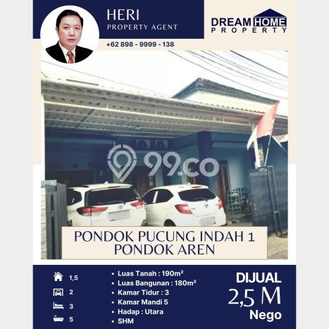 Dijual Rumah 3 Kamar Lokasi Ideal Bagus dan Strategis di Pondok Aren Dijual Rumah 3 Kamar Lokasi Ideal Bagus dan Strategis di Pondok Aren