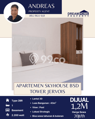HOT UNIT! Apartemen di BSD, 2 KT, Luas 43m² HOT UNIT! Apartemen di BSD, 2 KT, Luas 43m²