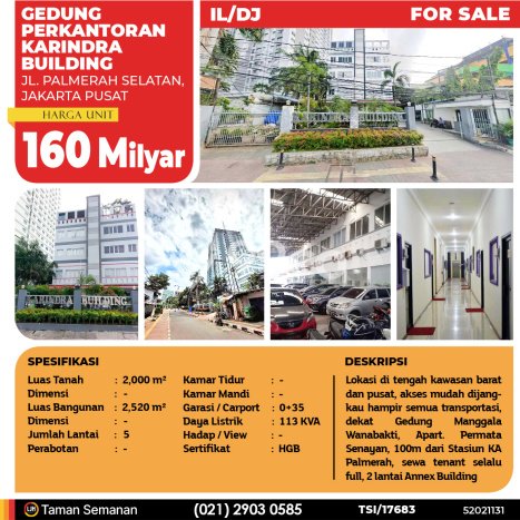 Kantor Paling Dicari LB 2520m2 Dijual di Tanah Abang Kantor Paling Dicari LB 2520m2 Dijual di Tanah Abang