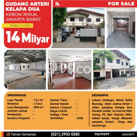 Dijual Gudang Area Komersial di Kebon Jeruk, Luas 600m2m², Jalan Utama Dijual Gudang Area Komersial di Kebon Jeruk, Luas 600m2m², Jalan Utama