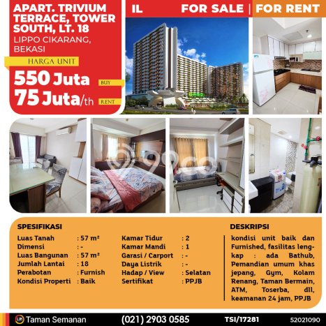 Apartemen Harga Murah dengan 2 BR & 1 KM di Lippo Cikarang Cikarang Apartemen Harga Murah dengan 2 BR & 1 KM di Lippo Cikarang Cikarang