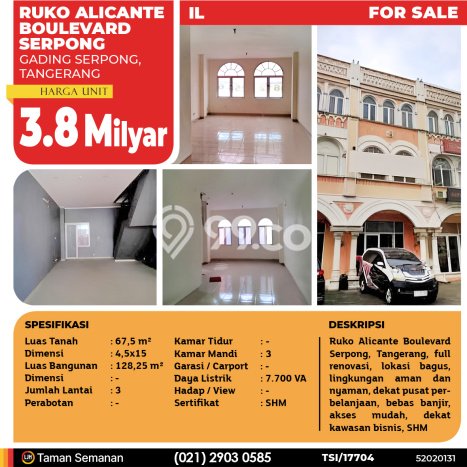 Ruko Dijual di Tangerang LT 67m2 & LB 128m2 Lokasi Terbaik! Ruko Dijual di Tangerang LT 67m2 & LB 128m2 Lokasi Terbaik!