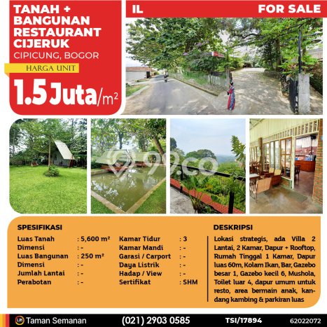 Komersial Dijual Lokasi Emas di Cijeruk Luas 250m2 Komersial Dijual Lokasi Emas di Cijeruk Luas 250m2