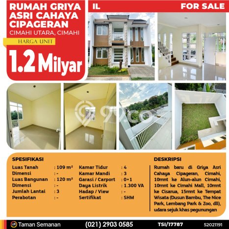 Rumah Strategis Minimalis Lb 120m2 di Cimahi Utara, Cimahi Rumah Strategis Minimalis Lb 120m2 di Cimahi Utara, Cimahi