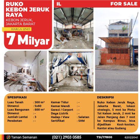 Unit Ruko Dijual di Kebon Jeruk Jakarta Barat Luas Bangunan 800m2 Unit Ruko Dijual di Kebon Jeruk Jakarta Barat Luas Bangunan 800m2