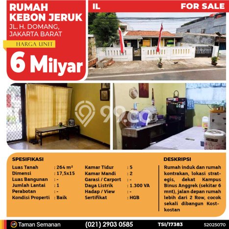 Dijual Hunian Mewah dengan Fasilitas Sekitar Komplit di Kebon Jeruk, Jakarta Barat Dijual Hunian Mewah dengan Fasilitas Sekitar Komplit di Kebon Jeruk, Jakarta Barat