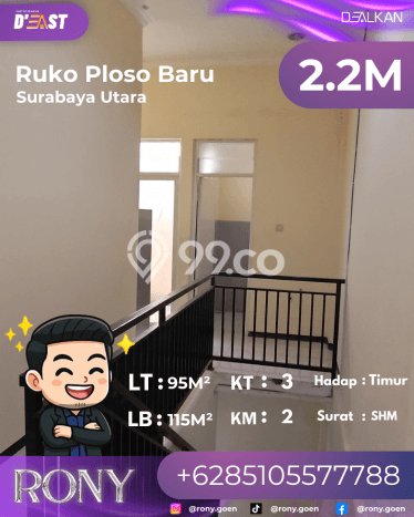 Dijual Ruko di Mulyorejo Surabaya LT 95m2 / LB 115m2 Dijual Ruko di Mulyorejo Surabaya LT 95m2 / LB 115m2