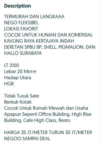 Dijual Tanah Lokasi kertajaya, Surabaya Seluas 2100m2 Dijual Tanah Lokasi kertajaya, Surabaya Seluas 2100m2