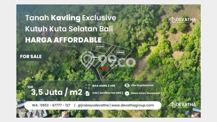 Tanah Kawasan Kutuh, Luas 205m², Lokasi Premium, Potensi Bagus Tanah Kawasan Kutuh, Luas 205m², Lokasi Premium, Potensi Bagus