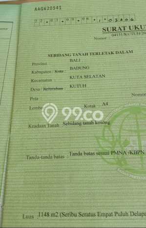 Tanah Kavling Dijual di Badung dengan Spesifikasi 1148m2 Tanah Kavling Dijual di Badung dengan Spesifikasi 1148m2