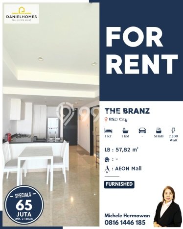 Apartemen Sewa 1 Kamar Hemat Siap Huni di Tangerang, Luas 57m2 Apartemen Sewa 1 Kamar Hemat Siap Huni di Tangerang, Luas 57m2