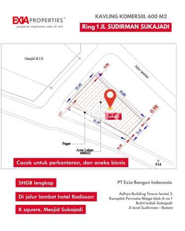 Kavling Tanah untuk Dijual di Batam Centre, Batam, Luas 600m2 Kavling Tanah untuk Dijual di Batam Centre, Batam, Luas 600m2