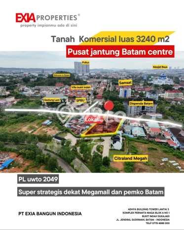 Tanah Dijual Area Strategis di Batam Centre Batam 3240m2 Tanah Dijual Area Strategis di Batam Centre Batam 3240m2