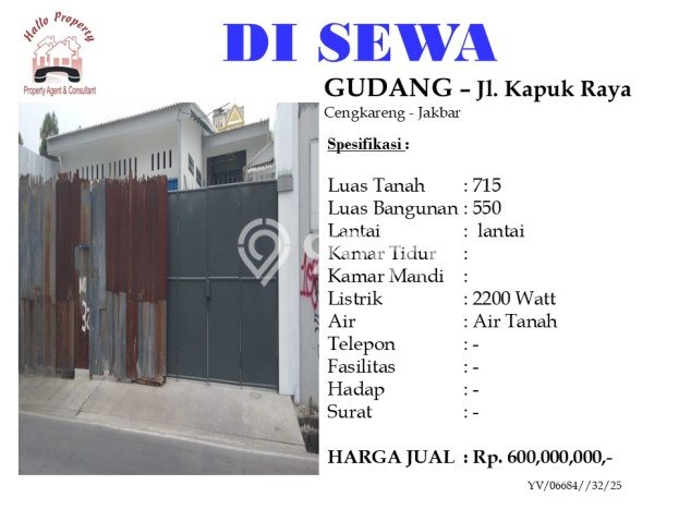 Gudang Disewakan di Kawasan Ramai Cengkareng, Jakarta Barat Gudang Disewakan di Kawasan Ramai Cengkareng, Jakarta Barat