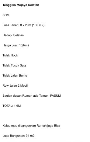 Untuk Dijual Tanah di Tenggilis Mejoyo Surabaya Luas 160m2 SHM Untuk Dijual Tanah di Tenggilis Mejoyo Surabaya Luas 160m2 SHM
