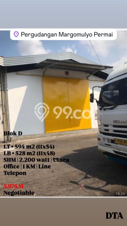 Dijual! Gudang di Margomulyo Surabaya LT 594m2 / LB 528m2 Kawasan Strategis Dijual! Gudang di Margomulyo Surabaya LT 594m2 / LB 528m2 Kawasan Strategis