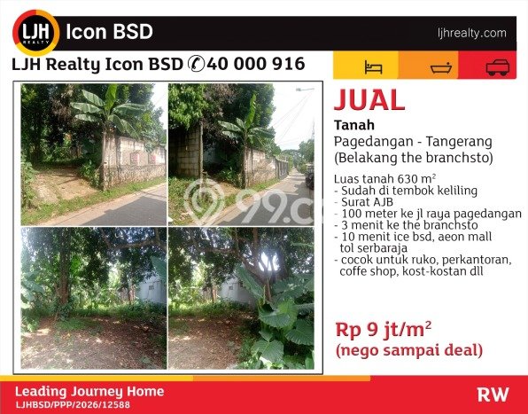 Kavling Tanah di Pagedangan Dijual Luas 630m2 Legalitas AJB Kavling Tanah di Pagedangan Dijual Luas 630m2 Legalitas AJB