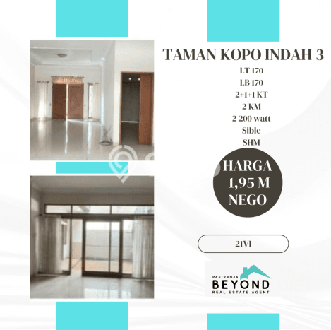 Dijual Hunian Rumah Nyaman 3 KT di Taman Kopo Indah, Bandung Dijual Hunian Rumah Nyaman 3 KT di Taman Kopo Indah, Bandung