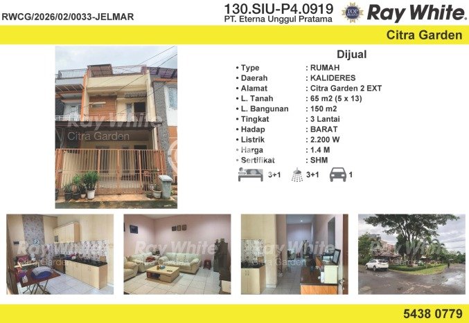 Dijual Hunian Rumah Nyaman 4 KT di Citra Garden, Jakarta Barat Dijual Hunian Rumah Nyaman 4 KT di Citra Garden, Jakarta Barat