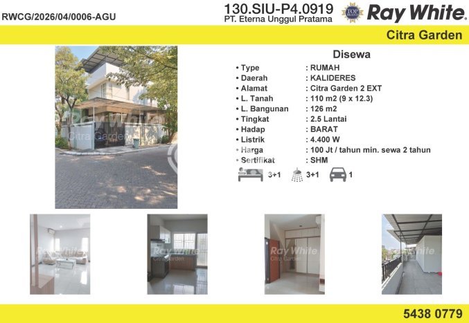 Rumah Disewakan Jakarta Barat LT 110m2 LB 126m2 Kawasan Citra Garden Rumah Disewakan Jakarta Barat LT 110m2 LB 126m2 Kawasan Citra Garden