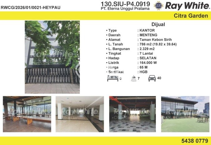 Unit Kantor Dijual di Menteng Jakarta Pusat Luas Tanah 786m2, Luas Bangunan 2329m2 Unit Kantor Dijual di Menteng Jakarta Pusat Luas Tanah 786m2, Luas Bangunan 2329m2