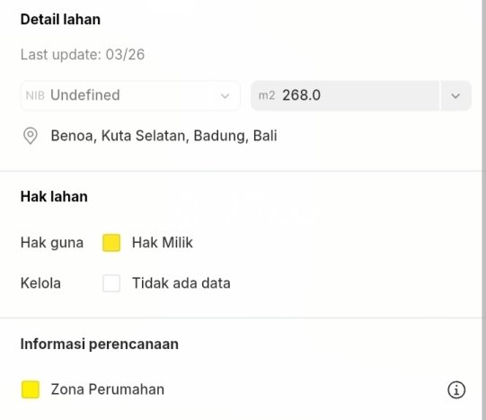 Tanah Dijual Area Strategis di Mumbul Badung 268m2 Tanah Dijual Area Strategis di Mumbul Badung 268m2