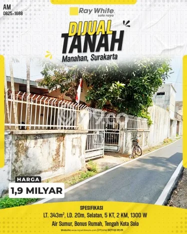 Tanah Dijual Lokasi Manahan, Solo Luas 343m2 Legalitas Aman Tanah Dijual Lokasi Manahan, Solo Luas 343m2 Legalitas Aman