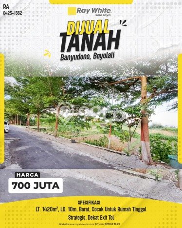 Lahan Strategis di Banyudono Dijual dengan Luas 1420m2 Lahan Strategis di Banyudono Dijual dengan Luas 1420m2