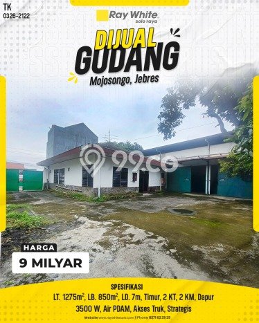 Dijual Gudang di mojosongo Solo LT 1275m2 / LB 850m2 Dijual Gudang di mojosongo Solo LT 1275m2 / LB 850m2