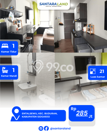 Dijual Apartemen 1 KT 1 KM di Sidoarjo Luas 21m2 Dijual Apartemen 1 KT 1 KM di Sidoarjo Luas 21m2