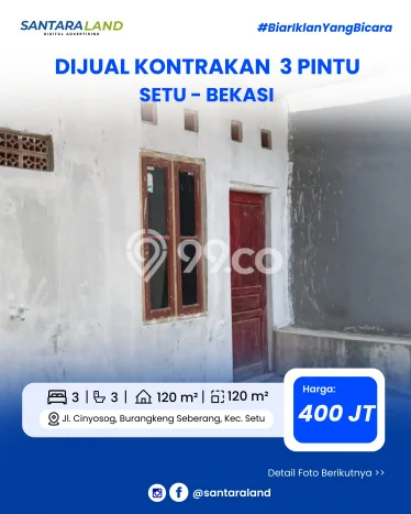 Untuk Dijual Kost di Setu, Bekasi, 3 KT, 3 KM, Luas 120m2 Untuk Dijual Kost di Setu, Bekasi, 3 KT, 3 KM, Luas 120m2