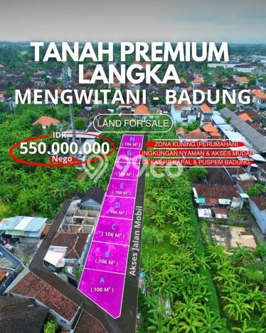 Tanah Dijual di Badung Seluas 106m2 Strategis Tanah Dijual di Badung Seluas 106m2 Strategis