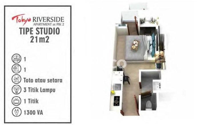 Apartemen Terjangkau Dijual di Tangerang 0 KT & 1 KM Apartemen Terjangkau Dijual di Tangerang 0 KT & 1 KM