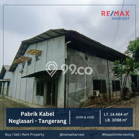 Unit Pabrik Dijual di Neglasari Tangerang Luas Tanah 14464m2, Luas Bangunan 3098m2 Unit Pabrik Dijual di Neglasari Tangerang Luas Tanah 14464m2, Luas Bangunan 3098m2