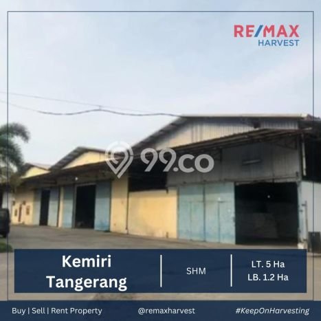 Unit Gudang Dijual di Kemiri Tangerang Luas Tanah 50000m2, Luas Bangunan 12000m2 Unit Gudang Dijual di Kemiri Tangerang Luas Tanah 50000m2, Luas Bangunan 12000m2