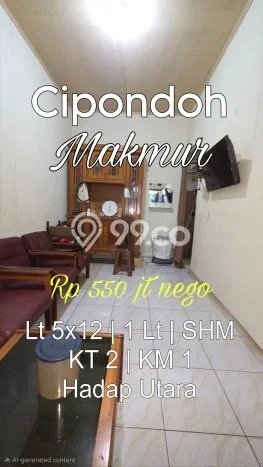 Rumah Minimalis 2 Kamar LT 60m2 di Poris Rumah Minimalis 2 Kamar LT 60m2 di Poris