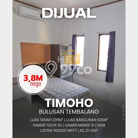 Kost Dijual Lokasi Tembalang, Semarang, Spesifikasi 30 Kamar Tidur dan Luas 525m2 Kost Dijual Lokasi Tembalang, Semarang, Spesifikasi 30 Kamar Tidur dan Luas 525m2