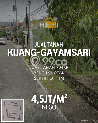 Lahan untuk Dijual Lokasi Gayamsari, Semarang Luas 704m2 SHM Lahan untuk Dijual Lokasi Gayamsari, Semarang Luas 704m2 SHM