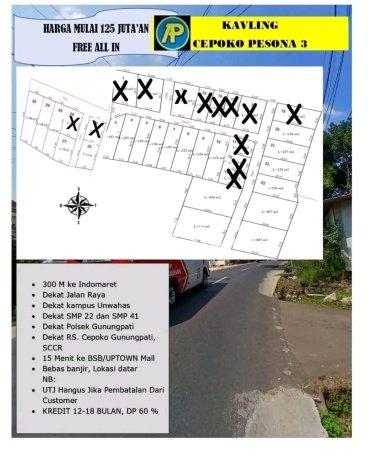 Tanah di Gunung Pati, Semarang Luas 120m2 Dijual Segera Tanah di Gunung Pati, Semarang Luas 120m2 Dijual Segera