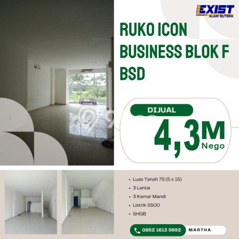 Ruko Komersial Dijual di BSD Tangerang Selatan LT 75m2 & LB 180m2 Ruko Komersial Dijual di BSD Tangerang Selatan LT 75m2 & LB 180m2